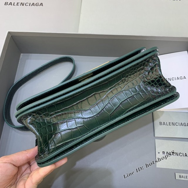 Balenciaga專櫃爆款大號鱷魚墨綠色肩背包 巴黎世家新款Gossip bag斜挎包 fyj1323